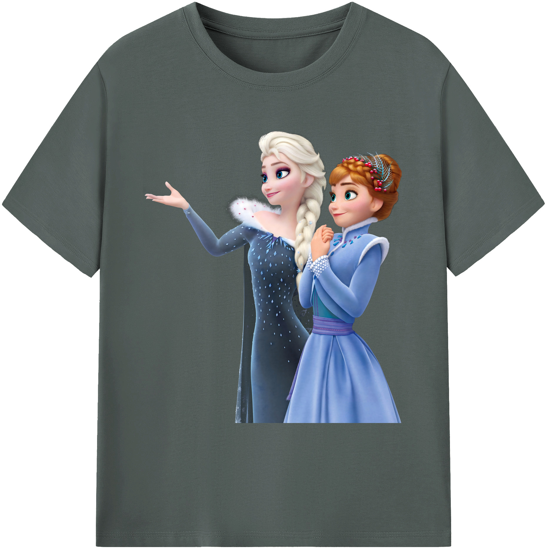 （画像用） アナと雪の女王 アンナ エルサ Frozen Anna Elsa 綿100％ メンズ半袖Tシャツ｜肌触りやわらか＆通気性